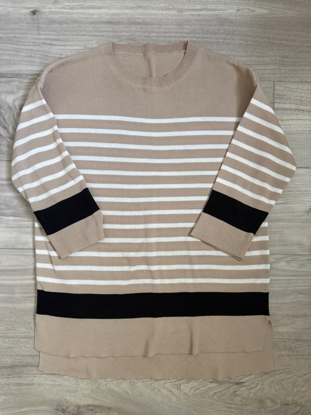 Beige Striped Crewneck knit